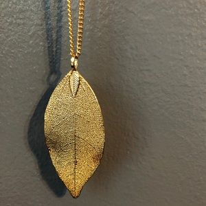 Gold leaf necklace.